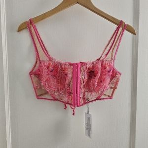 NWT For Love & Lemons Hibiscus Embroidery Bustier